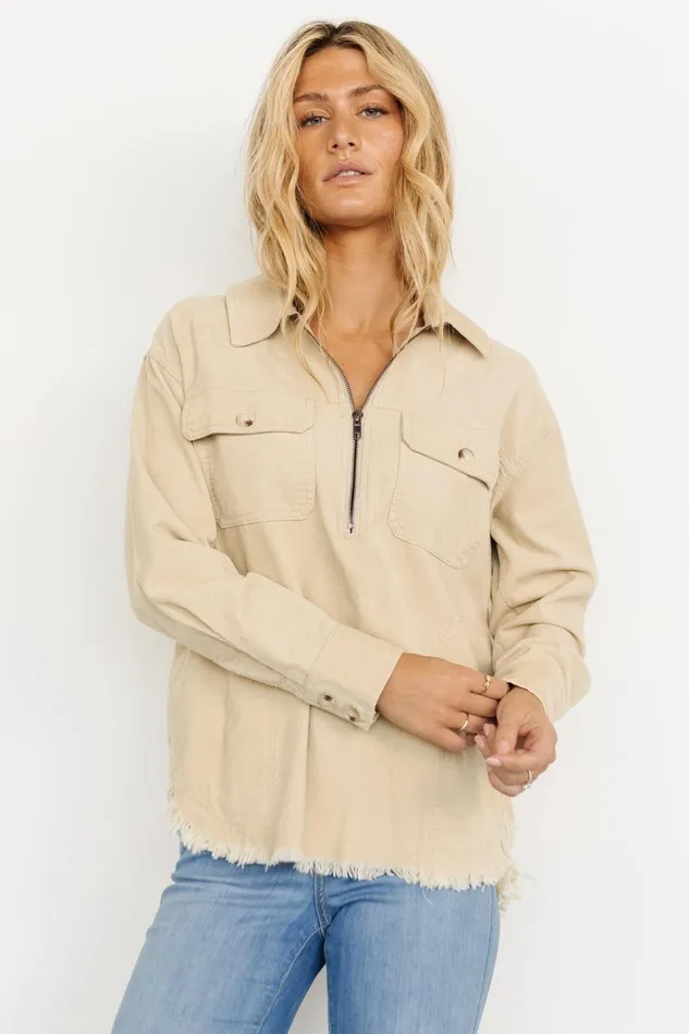 Baltic Born Outerwear Women Hector Half Zip Corduroy Top Natural