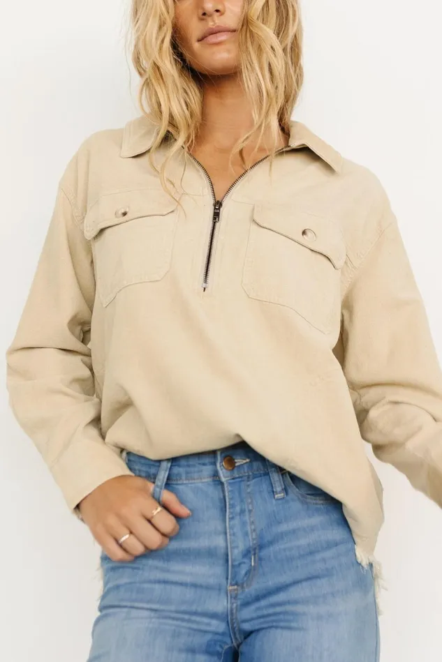 Baltic Born Outerwear Women Hector Half Zip Corduroy Top Natural