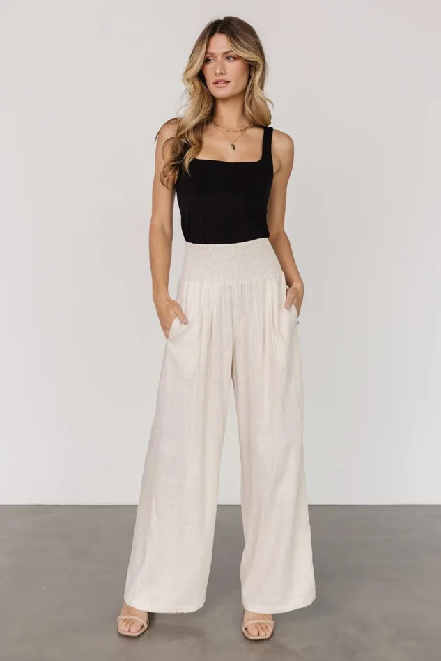 Baltic Born Pants Women Parvati Smocked Waist Pants Natural Baltic Born Pants Women Parvati Smocked Waist Pants Natural