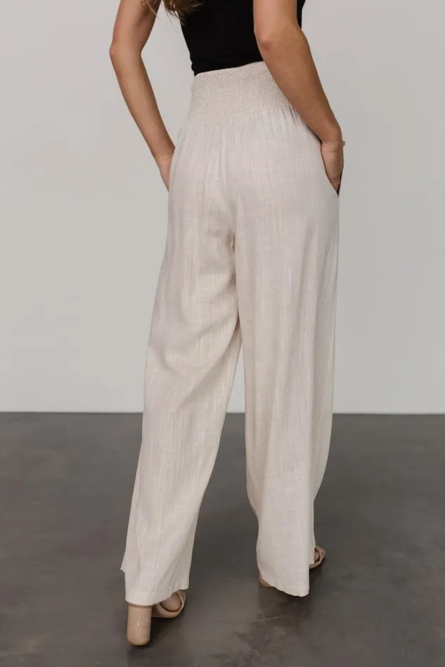 Baltic Born Pants Women Parvati Smocked Waist Pants Natural Baltic Born Pants Women Parvati Smocked Waist Pants Natural