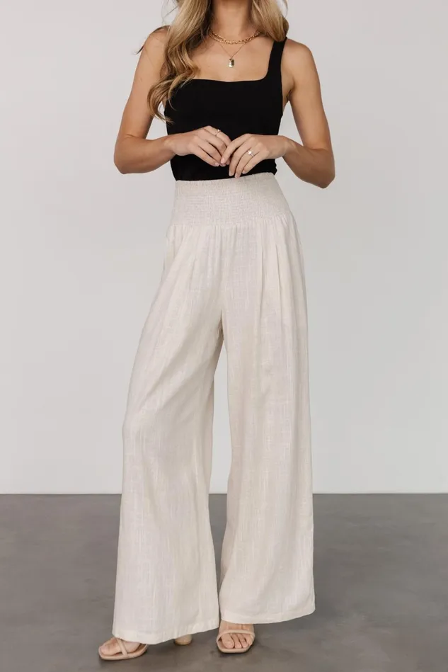 Baltic Born Pants Women Parvati Smocked Waist Pants Natural Baltic Born Pants Women Parvati Smocked Waist Pants Natural