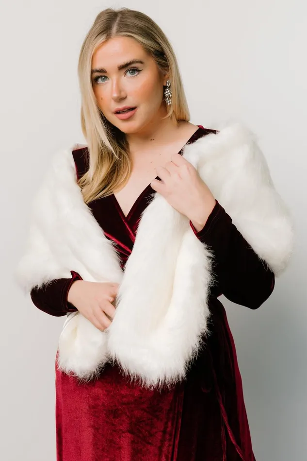 Baltic Born Shawls Women Jovie Faux Fur Shawl Pearl