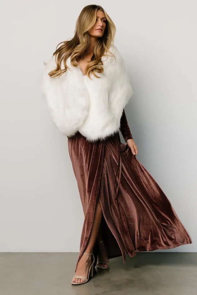 Baltic Born Shawls Women Jovie Faux Fur Shawl Pearl