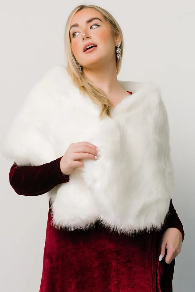 Baltic Born Shawls Women Jovie Faux Fur Shawl Pearl