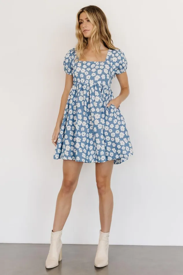 Baltic Born Short Dresses Women McKell Mini Dress Chambray Floral