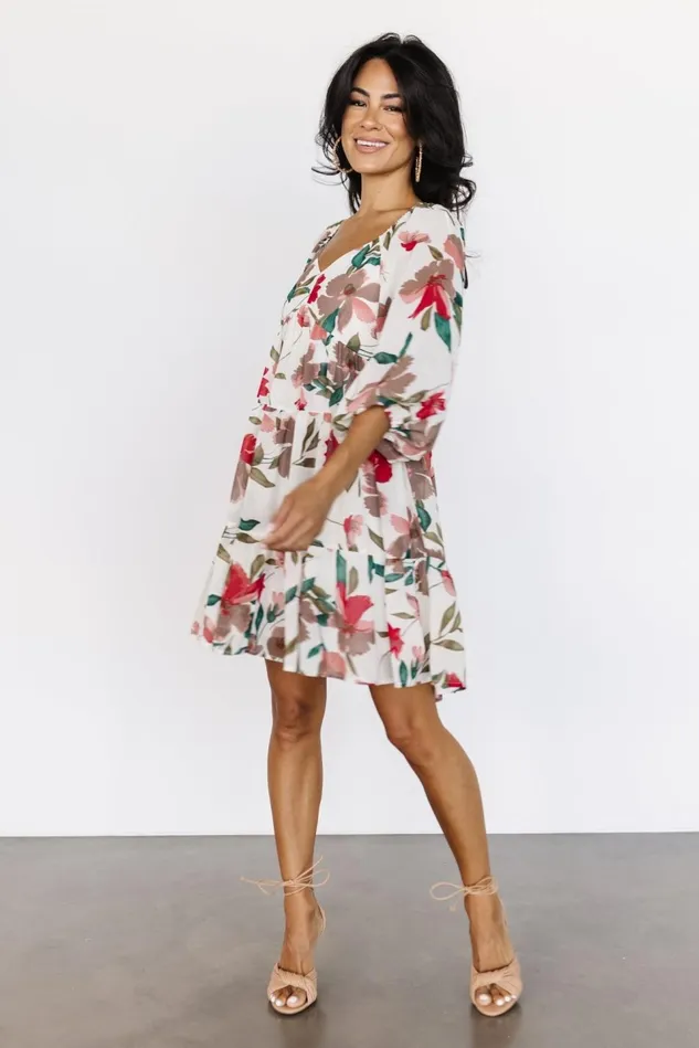 Baltic Born Short Dresses Women Shelley Short Dress Ivory Floral