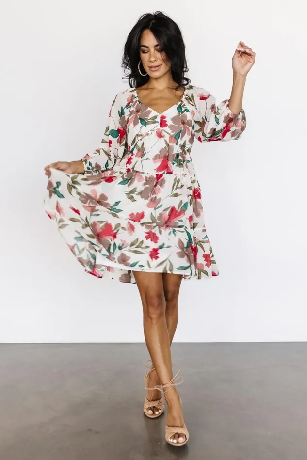 Baltic Born Short Dresses Women Shelley Short Dress Ivory Floral