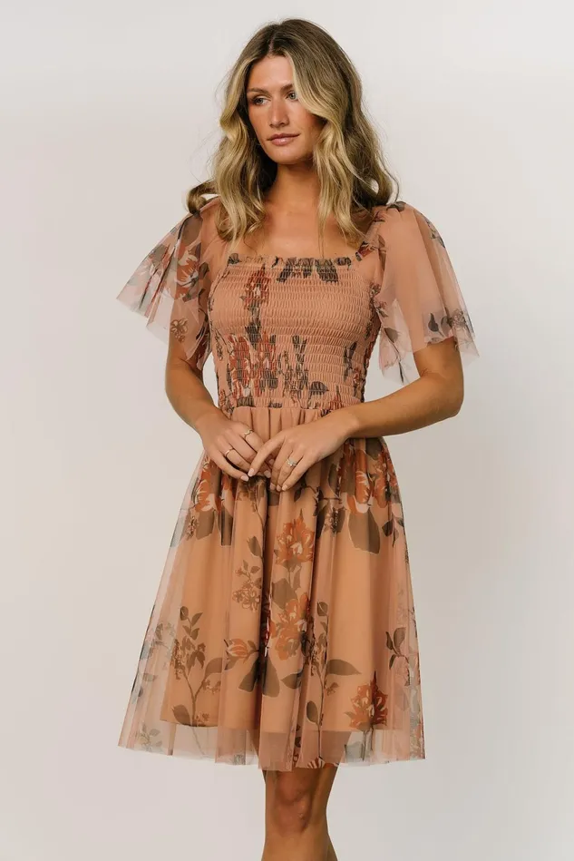 Baltic Born Short Dresses Women Tivoli Tulle Short Dress Copper Floral Baltic Born Short Dresses Women Tivoli Tulle Short Dress Copper Floral