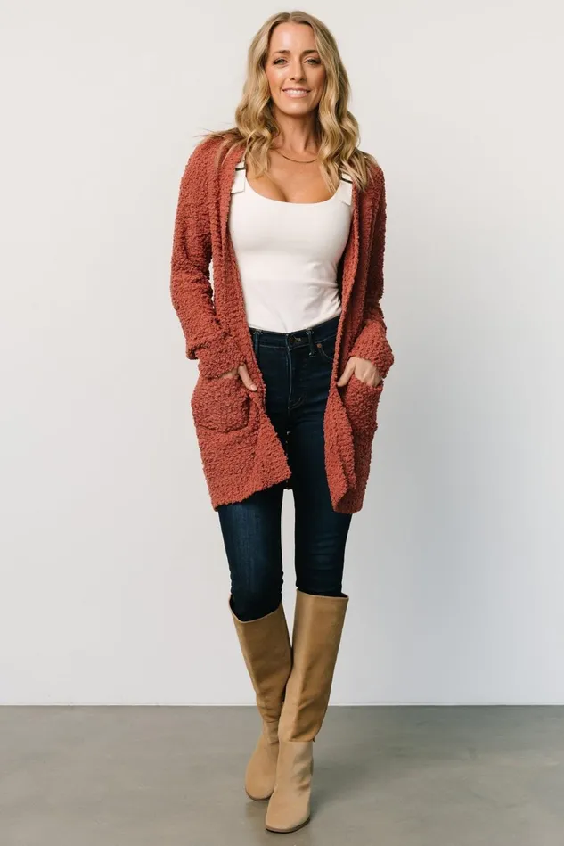 Baltic Born Sweaters Women Oxford Pocket Cardigan Rust