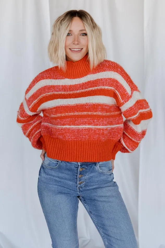 Baltic Born Sweaters Women Robin Striped Knit Sweater Orange Multi