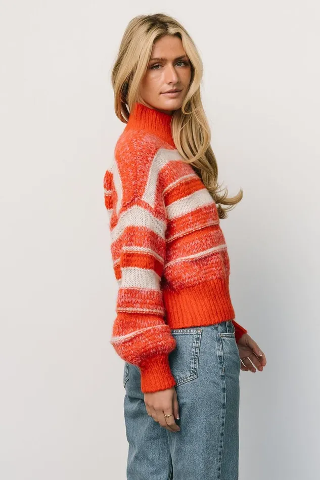 Baltic Born Sweaters Women Robin Striped Knit Sweater Orange Multi