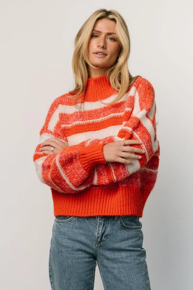 Baltic Born Sweaters Women Robin Striped Knit Sweater Orange Multi