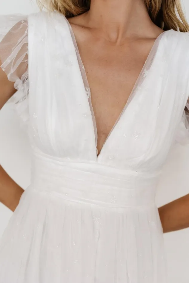 Baltic Born Tulle Styles Women Chiara Shimmer Midi Dress White Baltic Born Tulle Styles Women Chiara Shimmer Midi Dress White
