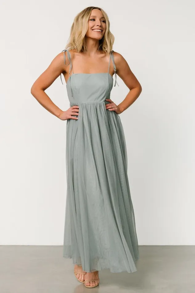 Baltic Born Tulle Styles Women Fiona Tulle Maxi Dress Eucalyptus Baltic Born Tulle Styles Women Fiona Tulle Maxi Dress Eucalyptus