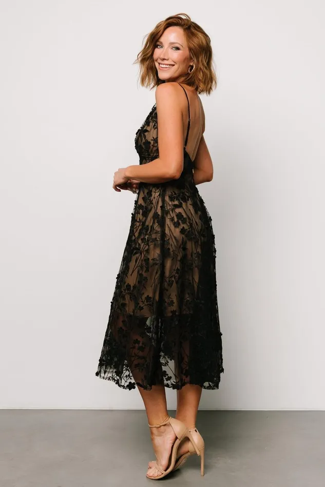 Baltic Born Tulle Styles Women Larissa Midi Dress Black Nude Baltic Born Tulle Styles Women Larissa Midi Dress Black Nude