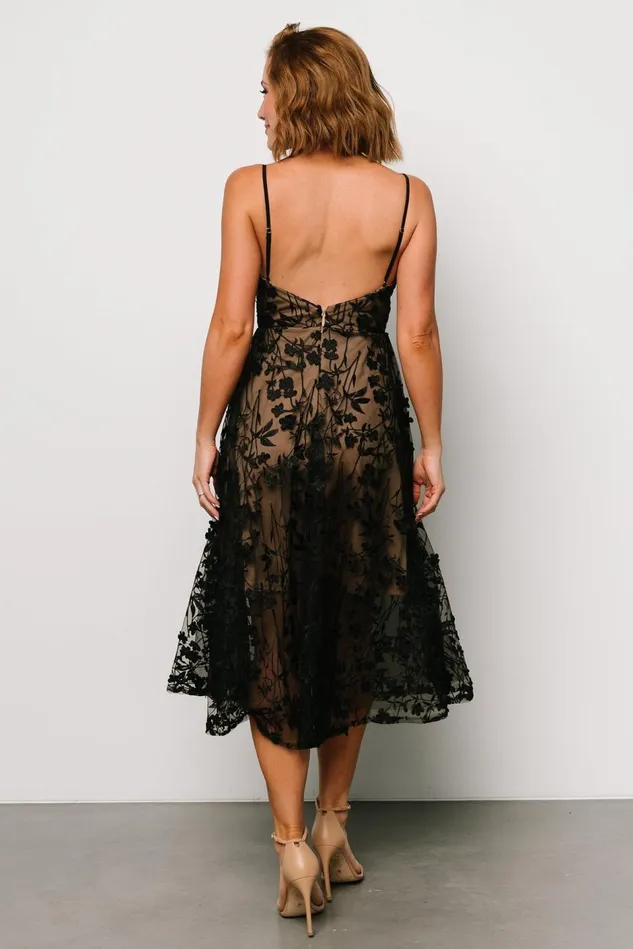 Baltic Born Tulle Styles Women Larissa Midi Dress Black Nude Baltic Born Tulle Styles Women Larissa Midi Dress Black Nude