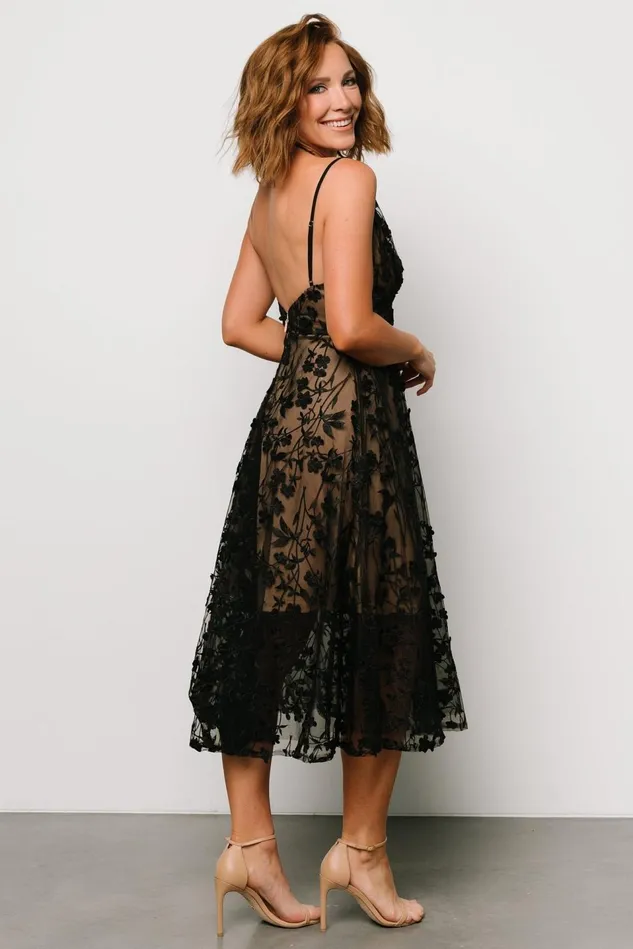 Baltic Born Tulle Styles Women Larissa Midi Dress Black Nude Baltic Born Tulle Styles Women Larissa Midi Dress Black Nude
