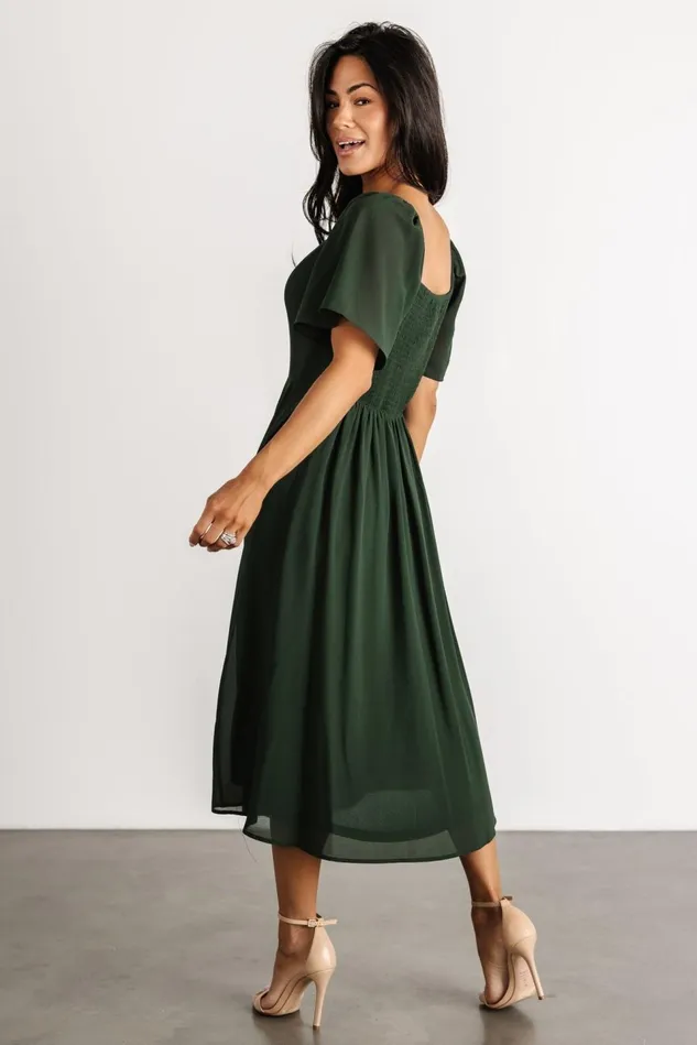 Baltic Born Wedding Guest Women Colette Sweetheart Midi Dress Evergreen