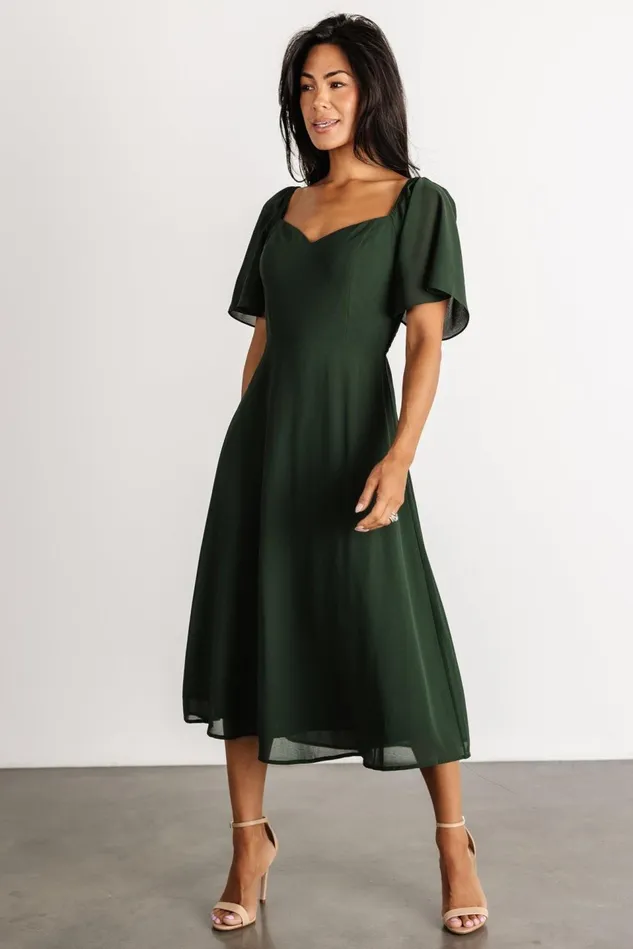 Baltic Born Wedding Guest Women Colette Sweetheart Midi Dress Evergreen
