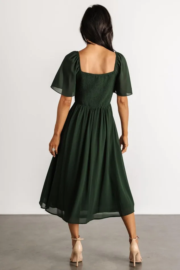 Baltic Born Wedding Guest Women Colette Sweetheart Midi Dress Evergreen