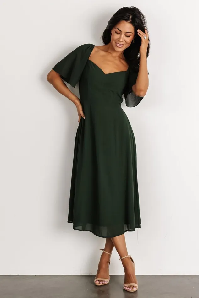 Baltic Born Wedding Guest Women Colette Sweetheart Midi Dress Evergreen