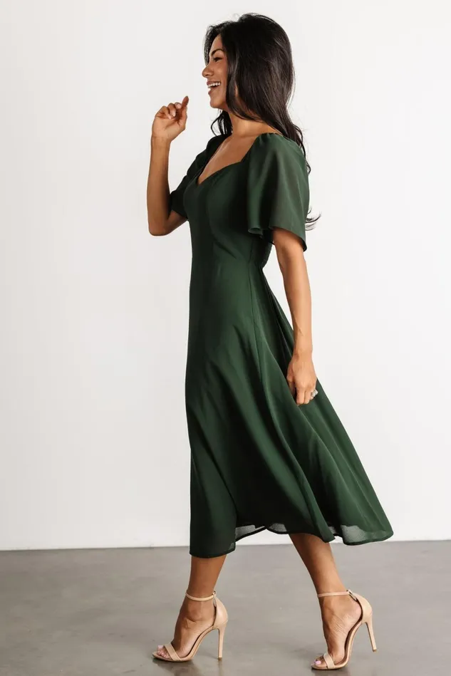 Baltic Born Wedding Guest Women Colette Sweetheart Midi Dress Evergreen