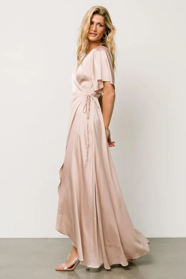 Baltic Born Wedding Guest Women Vara Satin Maxi Wrap Dress Champagne Baltic Born Wedding Guest Women Vara Satin Maxi Wrap Dress Champagne