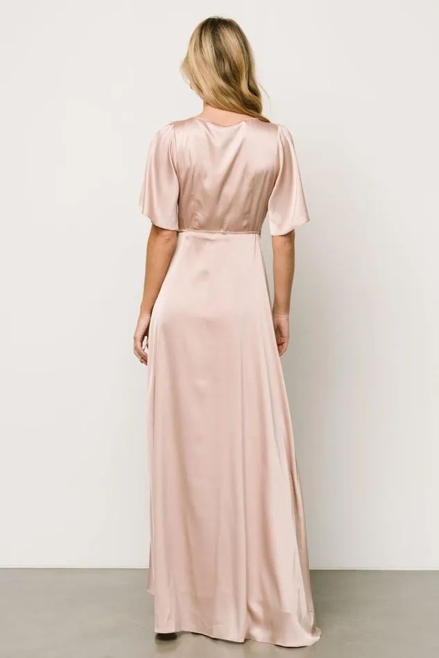 Baltic Born Wedding Guest Women Vara Satin Maxi Wrap Dress Champagne Baltic Born Wedding Guest Women Vara Satin Maxi Wrap Dress Champagne