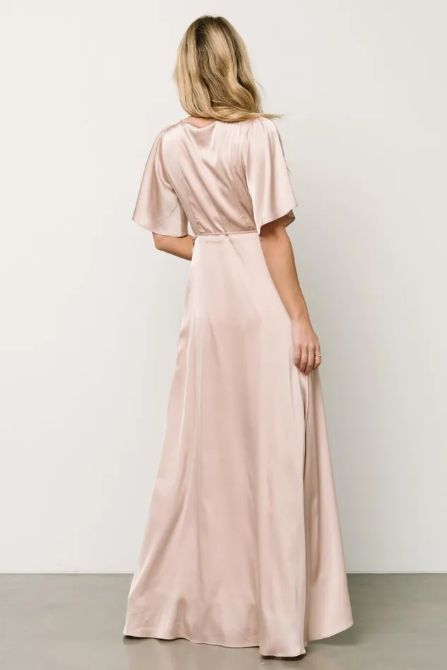 Baltic Born Wedding Guest Women Vara Satin Maxi Wrap Dress Champagne Baltic Born Wedding Guest Women Vara Satin Maxi Wrap Dress Champagne