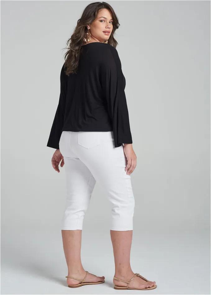 BANDED BOTTOM TOP Black Women VENUS Casual Tops