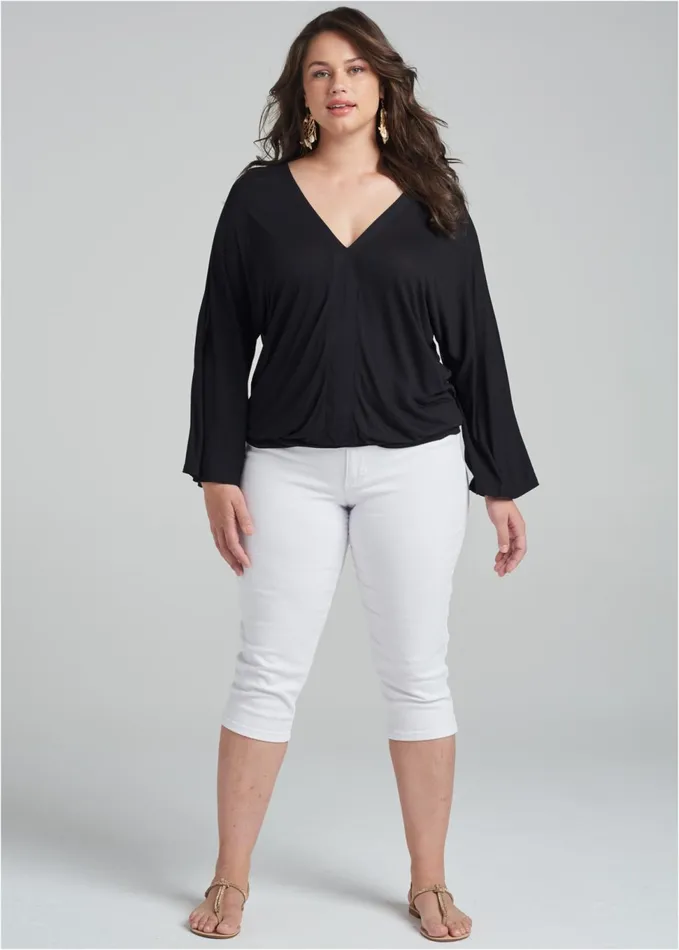 BANDED BOTTOM TOP Black Women VENUS Casual Tops