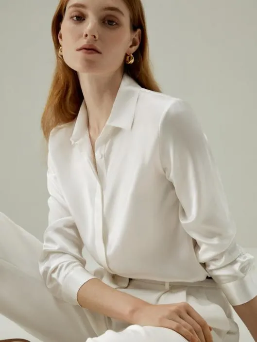 Basic Silk Long Sleeve Shirt WhiteBlackRedGreenPinkPurple Women Blouses Lilysilk Shirts Basic Silk Long Sleeve Shirt WhiteBlackRedGreenPinkPurple Women Blouses Lilysilk Shirts