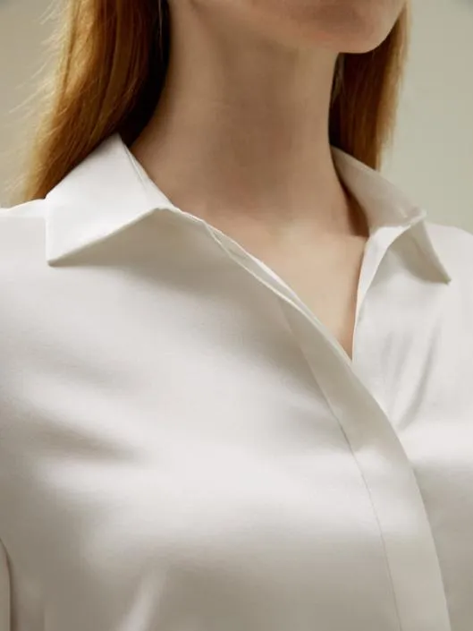 Basic Silk Long Sleeve Shirt WhiteBlackRedGreenPinkPurple Women Blouses Lilysilk Shirts