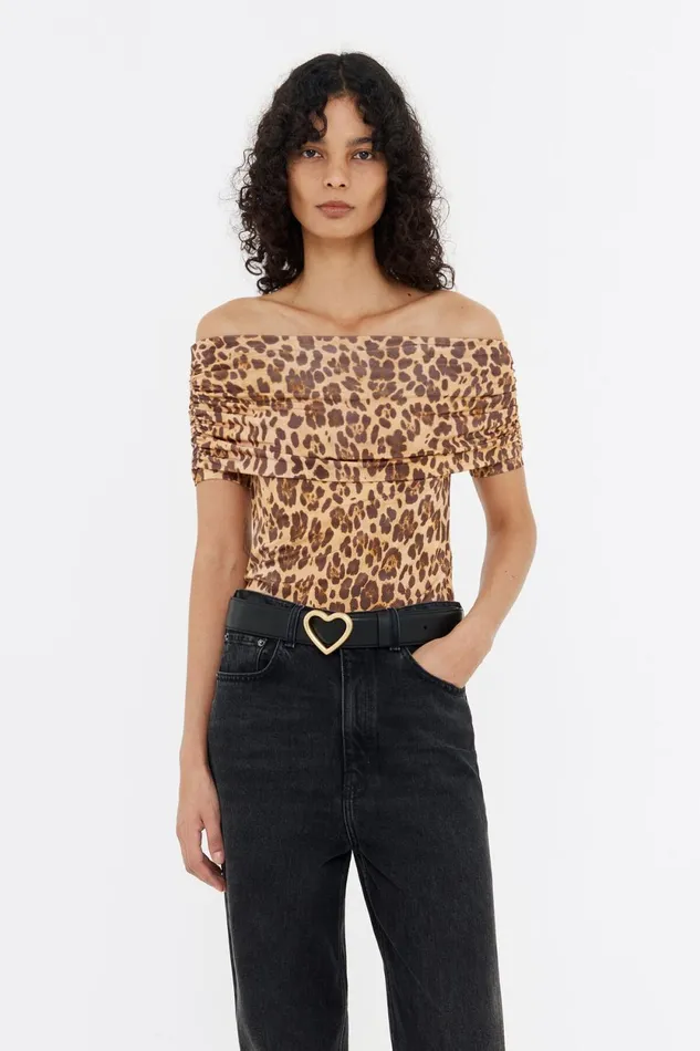 Beige Leopard Fitted Tshirt Leopard Natural Women Bimba Y Lola TShirts