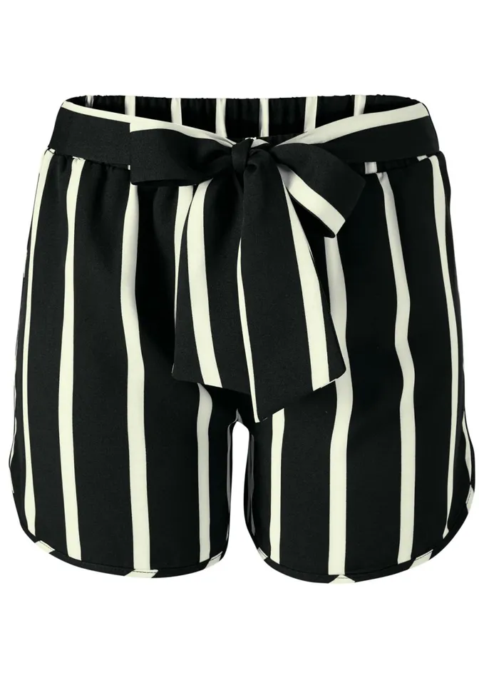 BELTED STRIPE SHORTS Black and White Women VENUS Shorts