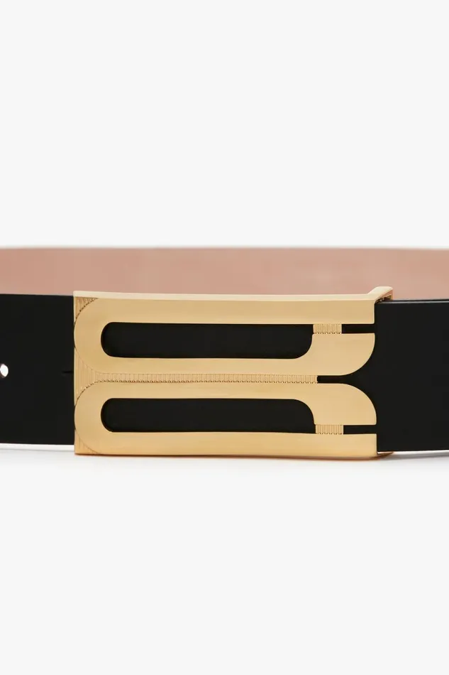 Belts Women Victoria Beckham Exclusive Jumbo Frame Belt In Navy Leather Belts Women Victoria Beckham Exclusive Jumbo Frame Belt In Navy Leather