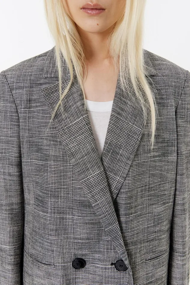 Black Checked Tailored Jacket Black Women Bimba Y Lola Jackets And Blazers Black Checked Tailored Jacket Black Women Bimba Y Lola Jackets And Blazers
