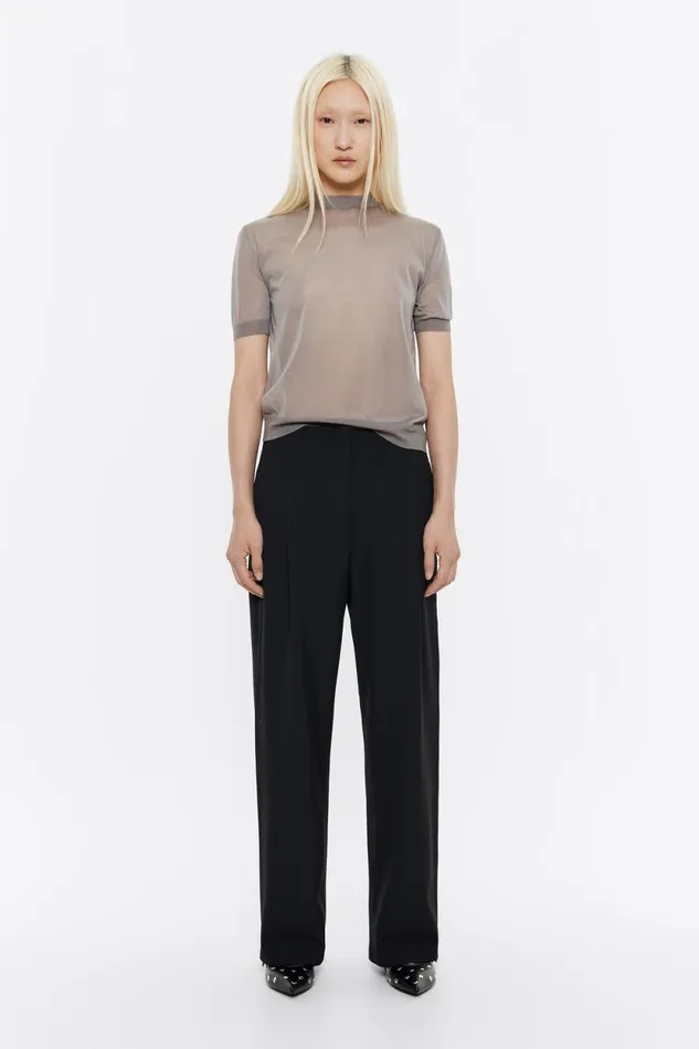 Black Cool Wool Darted Trousers Black Women Bimba Y Lola Total Look Black Cool Wool Darted Trousers Black Women Bimba Y Lola Total Look
