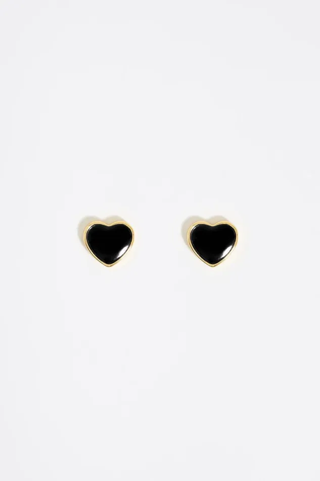 Black Enamel Heart Earrings Black Women Bimba Y Lola Jewelry