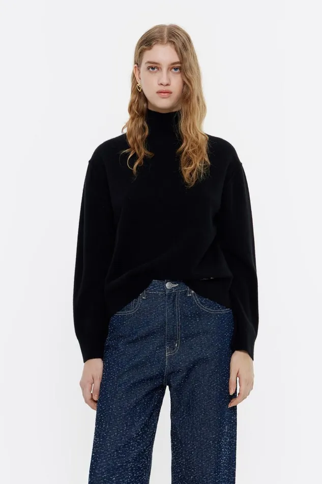 Black Wool Boxy Sweater Black Women Bimba Y Lola Knitwear