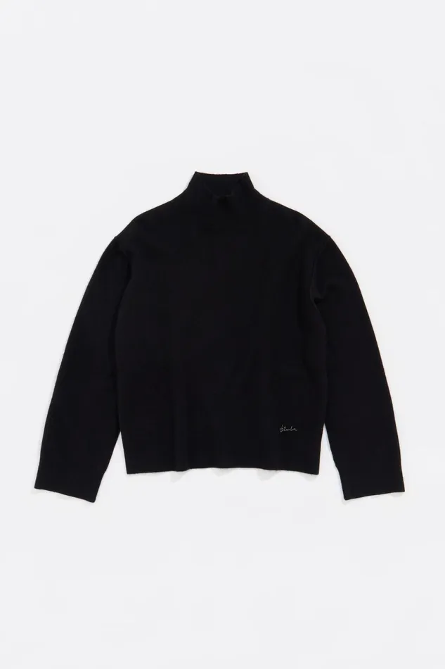Black Wool Boxy Sweater Black Women Bimba Y Lola Knitwear Black Wool Boxy Sweater Black Women Bimba Y Lola Knitwear