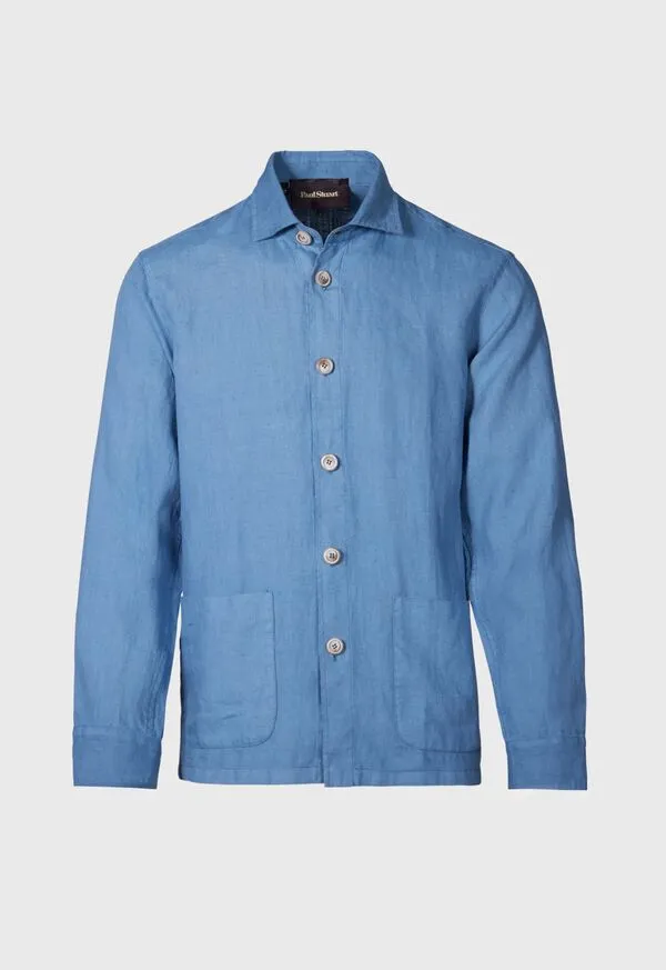 Blazers and Jackets Paulstuart Mens Linen Shirt Jacket Slate Blue