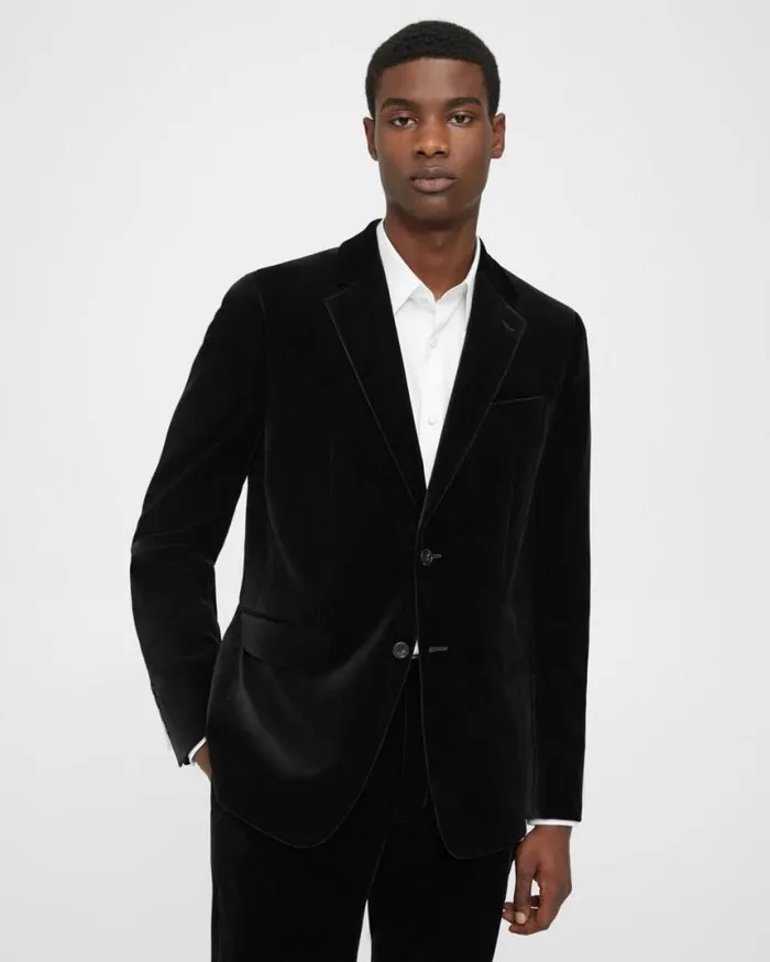Blazers Jackets Men Theory Chambers Blazer In Stretch Velvet Black