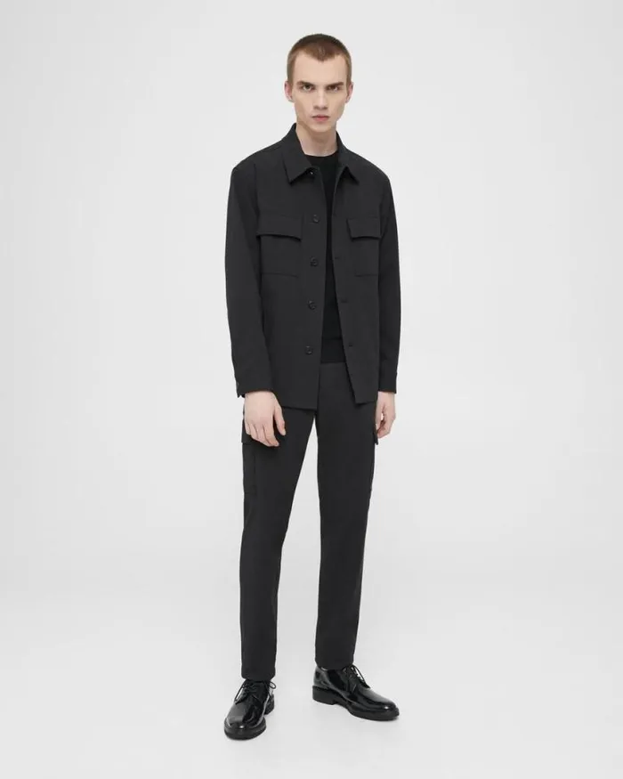 Blazers Jackets Men Theory Clyfford Shirt Jacket In Neoteric Twill Black Blazers Jackets Men Theory Clyfford Shirt Jacket In Neoteric Twill Black