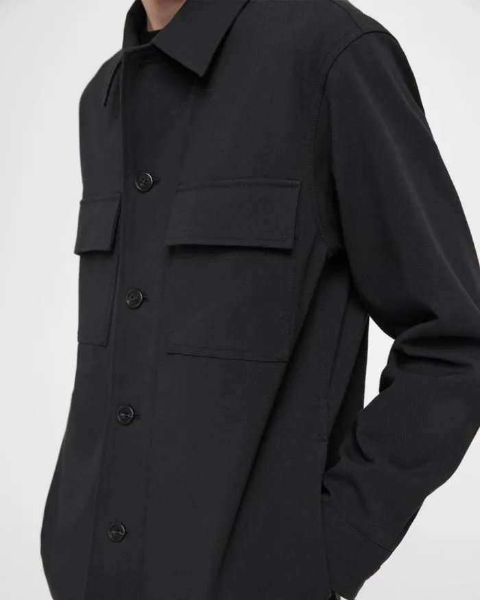 Blazers Jackets Men Theory Clyfford Shirt Jacket In Neoteric Twill Black Blazers Jackets Men Theory Clyfford Shirt Jacket In Neoteric Twill Black