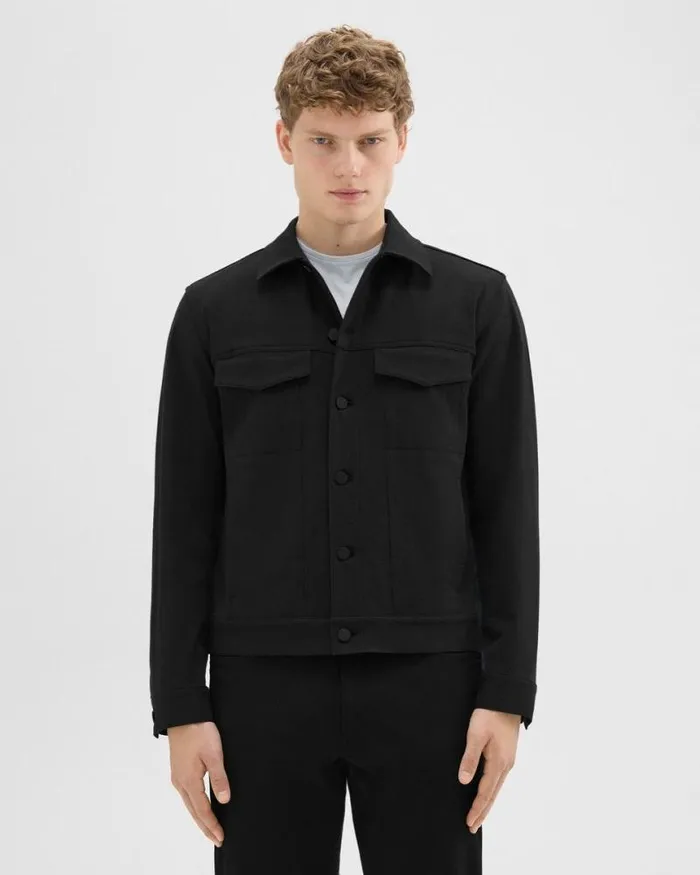 Blazers Jackets Men Theory River Trucker Jacket In Neoteric Twill Black