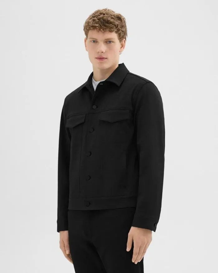 Blazers Jackets Men Theory River Trucker Jacket In Neoteric Twill Black
