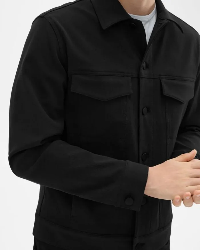 Blazers Jackets Men Theory River Trucker Jacket In Neoteric Twill Black
