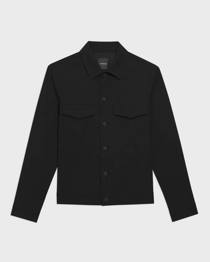Blazers Jackets Men Theory River Trucker Jacket In Neoteric Twill Black