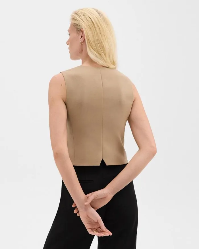 Blazers Jackets Women Theory Slim Vest In Sleek Flannel New Camel